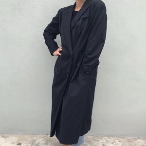 Vintage Ted Lapidus Paris Size 44 Thin Navy Trench